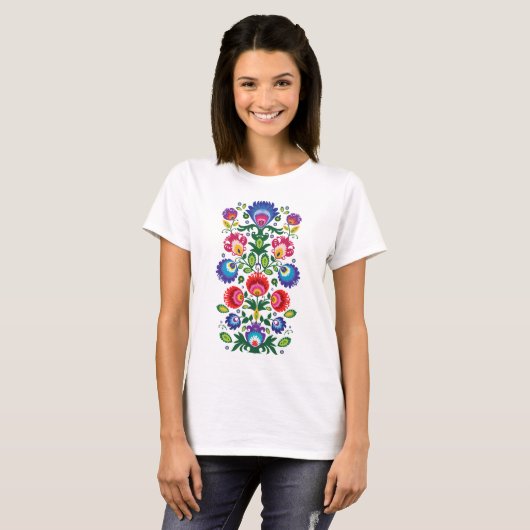 Folklore bloemen, mengsel van kleuren 6 t-shirt (Voorkant volledig)