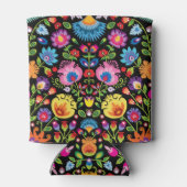 Folklore bloemen Wycinanki zwart Blikjeskoeler (Achterkant)