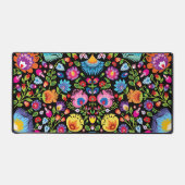 Folklore bloemen Wycinanki zwart Bureaumat (Voorkant)