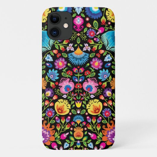 Folklore bloemen Wycinanki zwart Case-Mate iPhone Case (Achterkant)