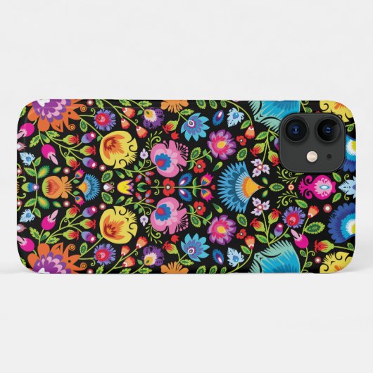 Folklore bloemen Wycinanki zwart Case-Mate iPhone Case (Achterkant (horizontaal))
