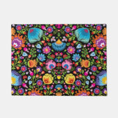 Folklore bloemen Wycinanki zwart Deurmat (Voorkant)