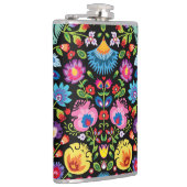 Folklore bloemen Wycinanki zwart Heupfles (Rechts)