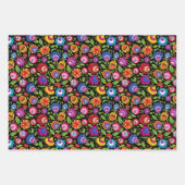 Folklore bloemen Wycinanki zwart Inpakpapier Vel (Voorkant 2)