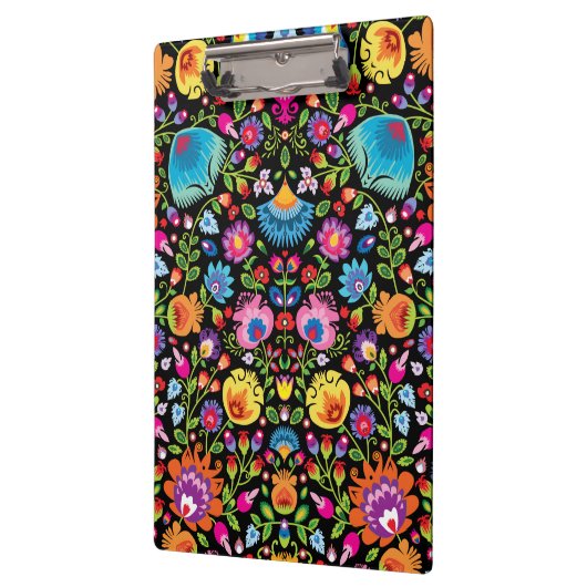 Folklore bloemen Wycinanki zwart Klembord (Links)