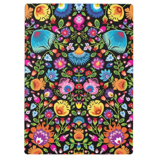 Folklore bloemen Wycinanki zwart Klembord (Achterkant)