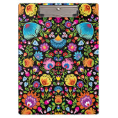 Folklore bloemen Wycinanki zwart Klembord (Voorkant)