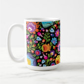 Folklore bloemen Wycinanki zwart Koffiemok (Links)