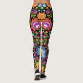 Folklore bloemen Wycinanki zwart Leggings (Achterkant)
