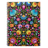 Folklore bloemen Wycinanki zwart Notitieboek (Voorkant)