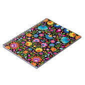 Folklore bloemen Wycinanki zwart Notitieboek (Linkerzijde)