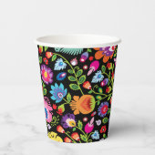 Folklore bloemen Wycinanki zwart Papieren Bekers (Achterkant)