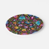 Folklore bloemen Wycinanki zwart Papieren Bordje (Gekanteld)