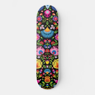 Folklore bloemen Wycinanki zwart  Persoonlijk Skateboard