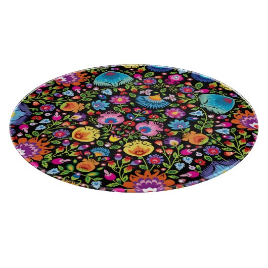 Folklore bloemen Wycinanki zwart Snijplank (Hoek)