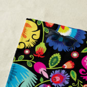 Folklore bloemen Wycinanki zwart Strandlaken (In situ)