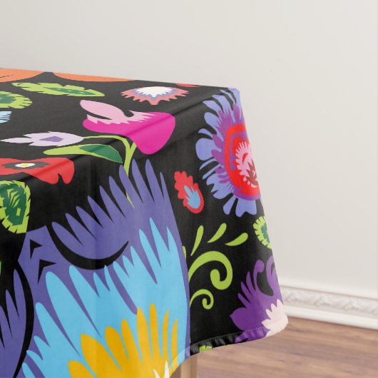 Folklore bloemen Wycinanki zwart Tafelkleed (Voorbeeld)