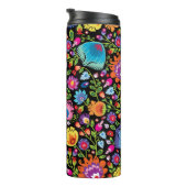 Folklore bloemen Wycinanki zwart Thermosbeker (Geroteerd rechts)