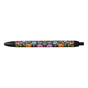 Folklore bloemen Wycinanki zwart Zwarte Inkt Pen
