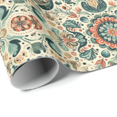 Folklore Charm: Ambachtelijke Folk Art Wrapping Pa Cadeaupapier (Rol Hoek)