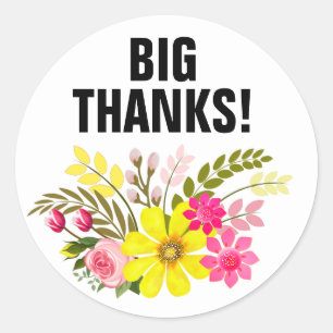  Folklore Floral Dank u aqua wit Ronde Sticker