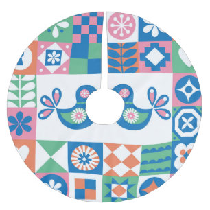 Folklore Floral Kaart: Scandinavisch design. Kerstboom Rok