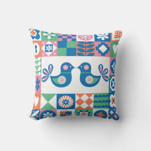 Folklore Floral Kaart: Scandinavisch design. Kussen