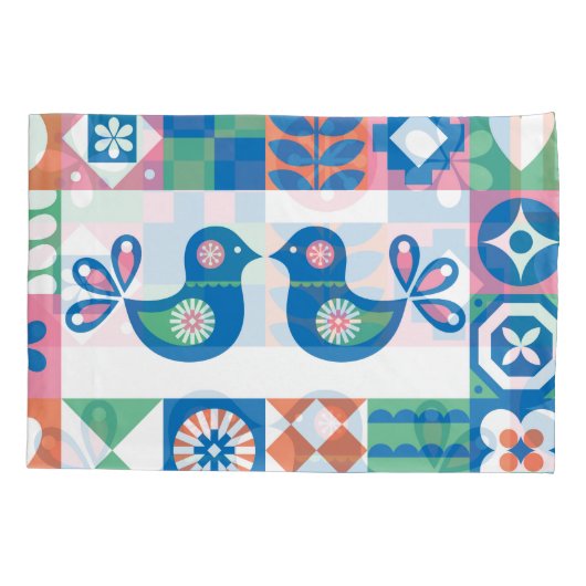 Folklore Floral Kaart: Scandinavisch design. Kussensloop (Achterkant)