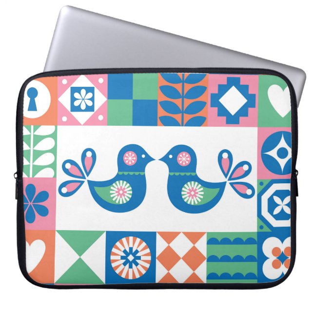 Folklore Floral Kaart: Scandinavisch design. Laptop Sleeve (Voorkant)