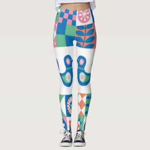 Folklore Floral Kaart: Scandinavisch design. Leggings