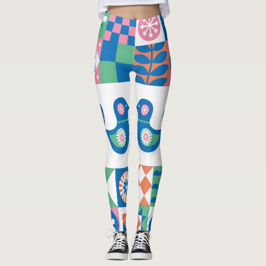 Folklore Floral Kaart: Scandinavisch design. Leggings (Voorkant)