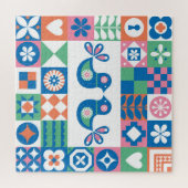 Folklore Floral Kaart: Scandinavisch design. Legpuzzel (Horizontaal)