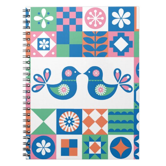 Folklore Floral Kaart: Scandinavisch design. Notitieboek (Voorkant)