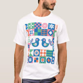 Folklore Floral Kaart: Scandinavisch design. T-shirt (Voorkant)