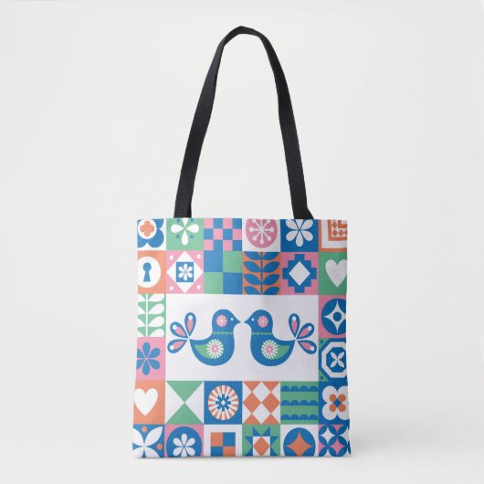 Folklore Floral Kaart: Scandinavisch design. Tote Bag (Voorkant)