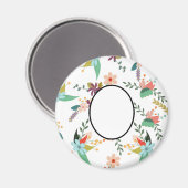 Folklore Florals | Naam toevoegen, monogram, tekst Magneet (Voorkant / Achterkant)