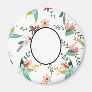Folklore Florals   Naam toevoegen, monogram, tekst Magneet
