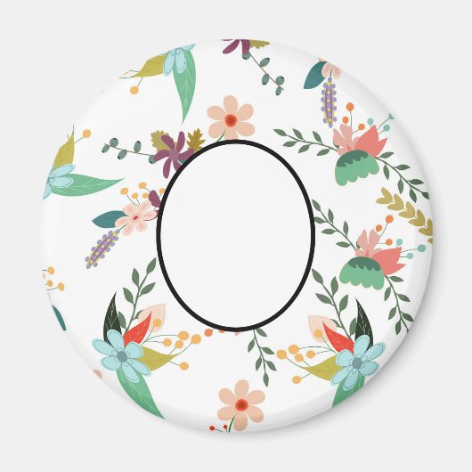 Folklore Florals | Naam toevoegen, monogram, tekst Magneet (Voorkant)