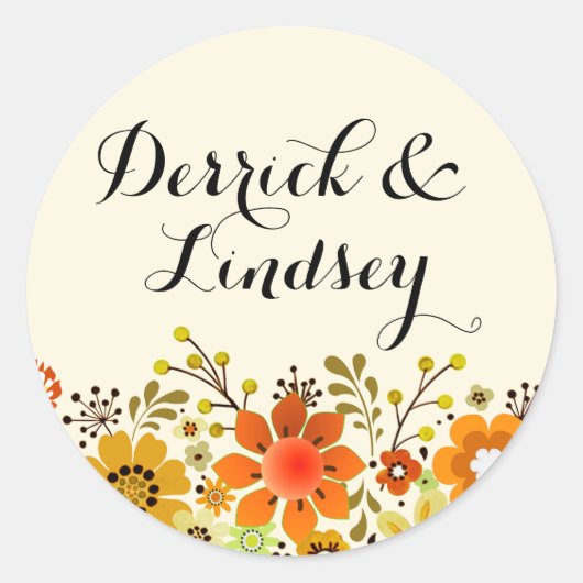  Folklore Flower Garden | geel Ronde Sticker (Voorkant)