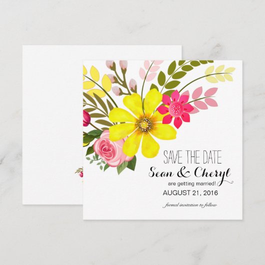 Folklore Flower Garden Save the Date (Voorkant / Achterkant)