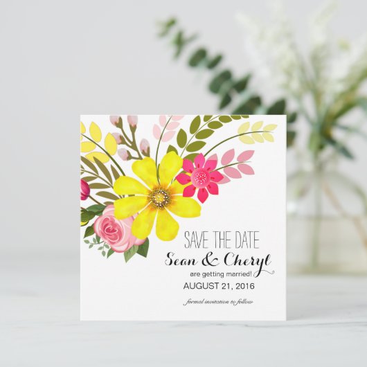 Folklore Flower Garden Save the Date (Staand voorkant)