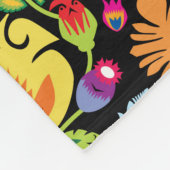 Folklore flowers Wycinanki black  Fleece Deken (Hoek)