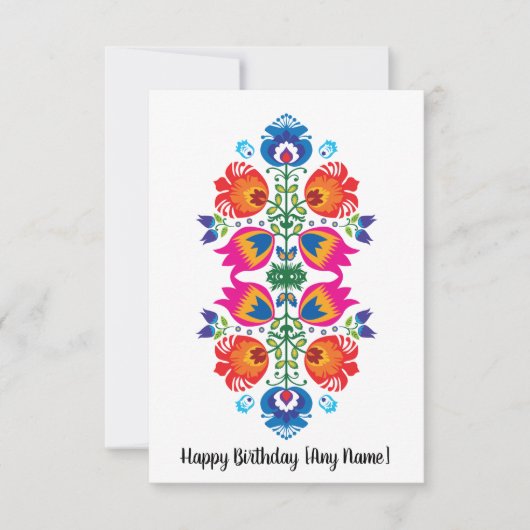 Folklore Happy Birthday Kaart (Voorkant)