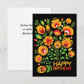 Folklore Happy Birthday-kaart Bedankkaart (Voorkant / Achterkant)