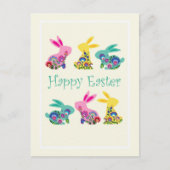 Folklore Happy Easter Bunnies geel Briefkaart (Voorkant)