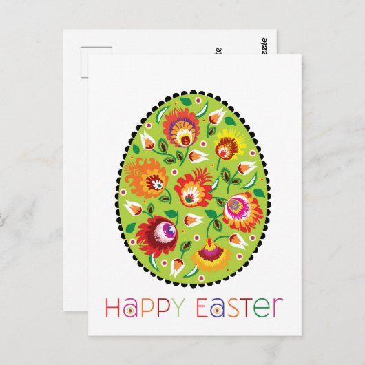 Folklore Happy Easter [egg] Briefkaart (Voorkant / Achterkant)