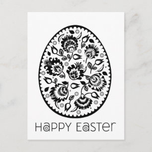 Folklore Happy Easter Zwart&wit [ei] Briefkaart