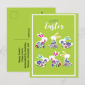 Folklore Happy Paast Bunnies lentegroen Briefkaart (Voorkant / Achterkant)