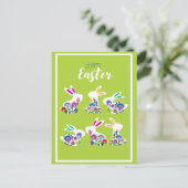 Folklore Happy Paast Bunnies lentegroen Briefkaart (Staand voorkant)