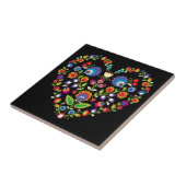 Folklore-hart, stijl van Wycinanki Tegeltje (Zijkant)